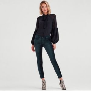 7 For All Mankind Emerald Green Velvet Skinny Jean Pants